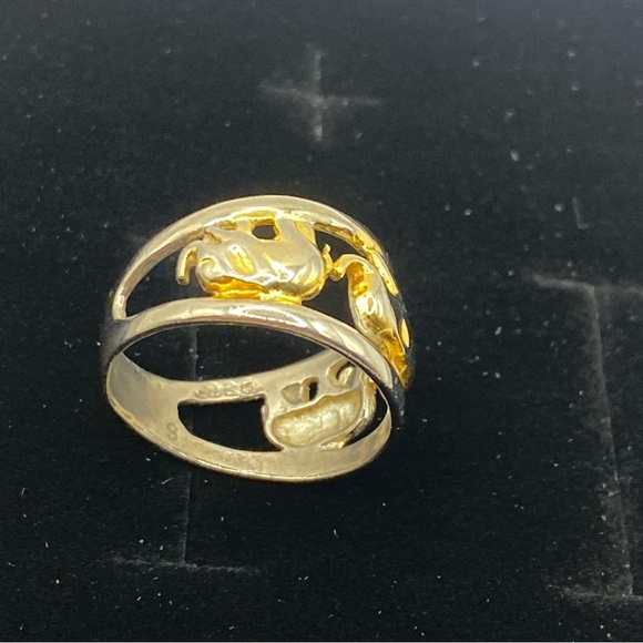 Vintage Bracelet and ring size 6 Two-tone 925 China Sterling Silver 10k GP - Picture 7 of 14